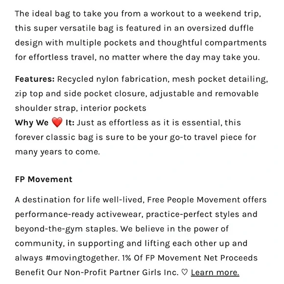 NEW Free People FP Movement Rover Recycled Nylon Weekender Bag In Olive - Picture 5 of 14